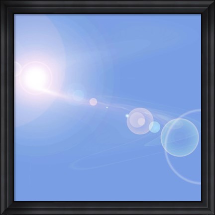 Framed Abstract cosmic image of suns and planets Print