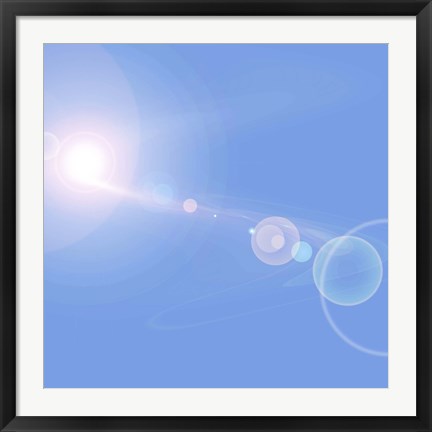 Framed Abstract cosmic image of suns and planets Print