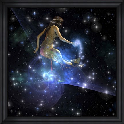 Framed Celesta, spirit creature of the universe, spreads stars throughout the cosmos Print