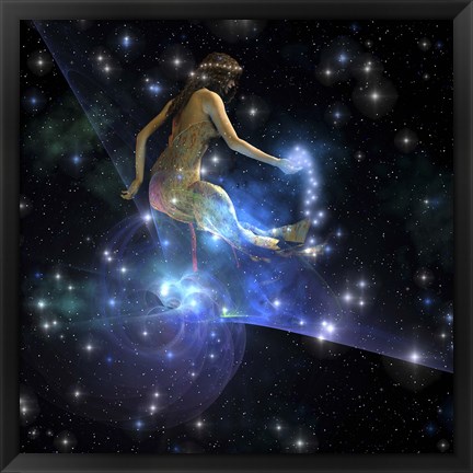 Framed Celesta, spirit creature of the universe, spreads stars throughout the cosmos Print