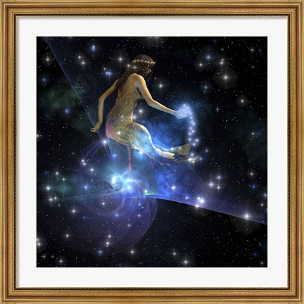 Framed Celesta, spirit creature of the universe, spreads stars throughout the cosmos Print
