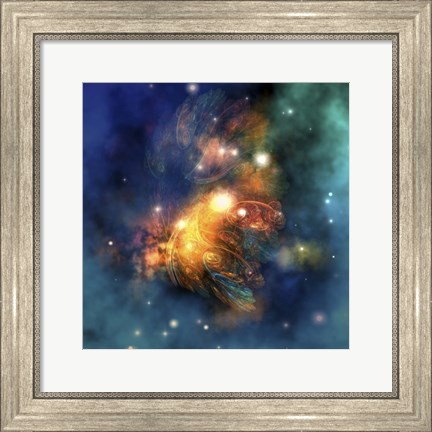 Framed Cosmic image of a colorful nebula out in space Print