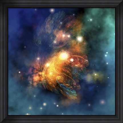 Framed Cosmic image of a colorful nebula out in space Print