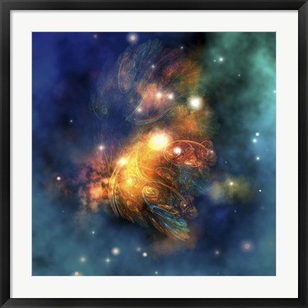 Framed Cosmic image of a colorful nebula out in space Print