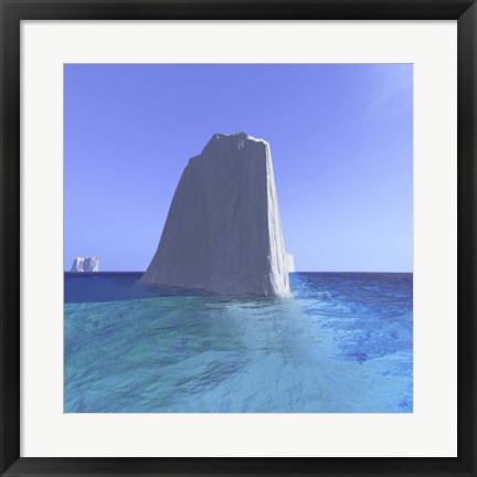 Framed Icebergs roam the oceans of the world Print