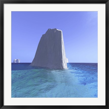 Framed Icebergs roam the oceans of the world Print