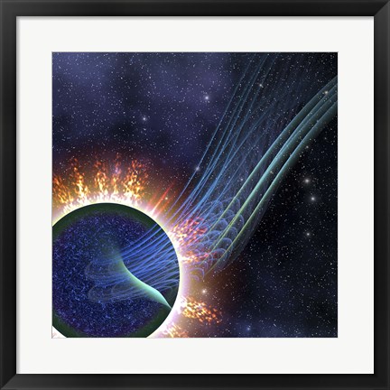 Framed Powerful energies surge out into space from this gas giant Print