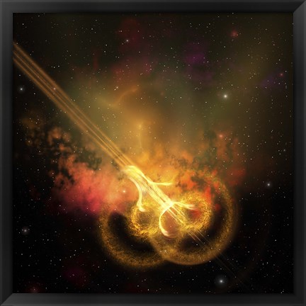 Framed Stars and gases collide to form this spacial phenomenon Print