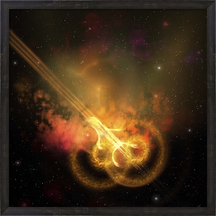 Framed Stars and gases collide to form this spacial phenomenon Print