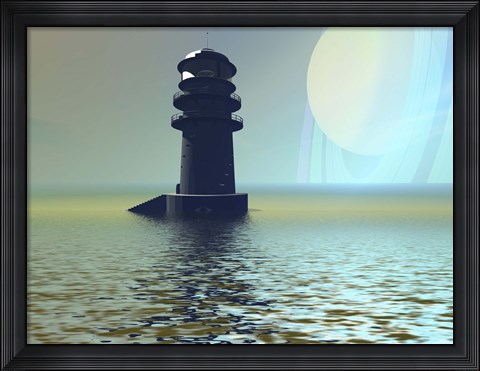 Framed lighthouse beacon on an alien planet Print