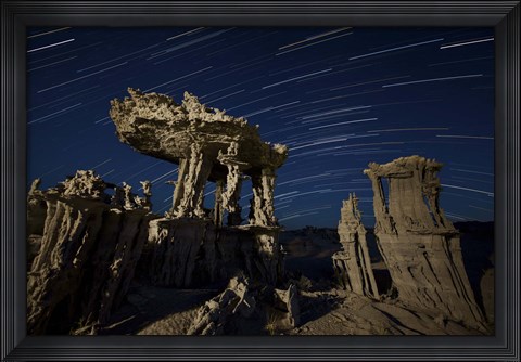 Framed Incricate sand tufa formations along the shores of Mono Lake, California Print