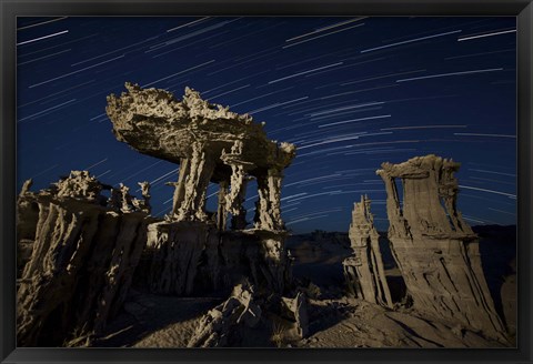 Framed Incricate sand tufa formations along the shores of Mono Lake, California Print