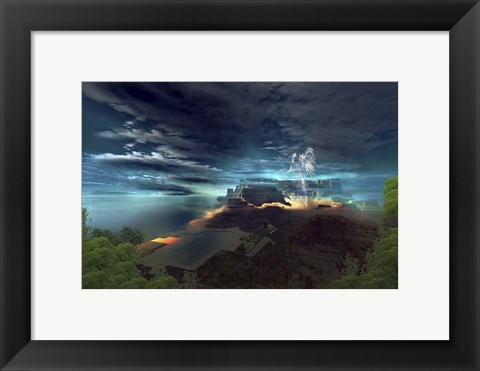 Framed ghostly presence of an Indian chief guards his ancient culture Print