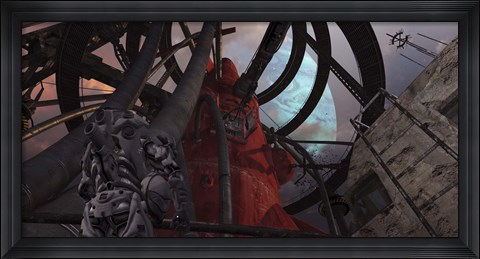 Framed pilot looks up at his ride to the stars Print