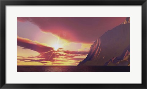 Framed sun blazes with its dying embers before sunset Print