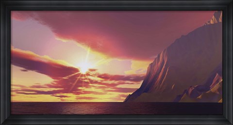 Framed sun blazes with its dying embers before sunset Print