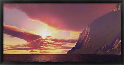 Framed sun blazes with its dying embers before sunset Print