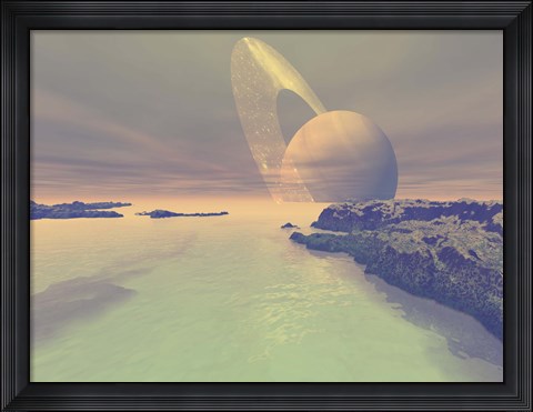 Framed landscape of Titan, one of Saturn&#39;s moons Print