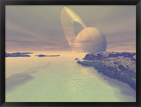 Framed landscape of Titan, one of Saturn&#39;s moons Print