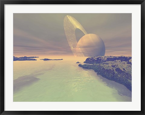 Framed landscape of Titan, one of Saturn&#39;s moons Print