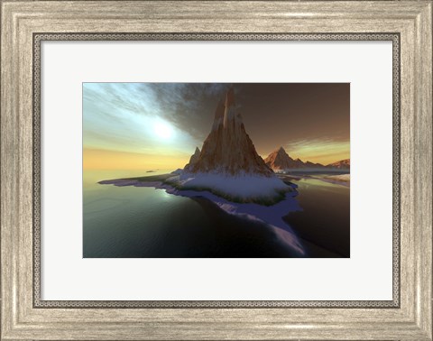 Framed Fantasy seascape with a beautiful sky Print