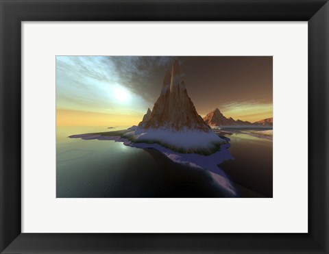 Framed Fantasy seascape with a beautiful sky Print