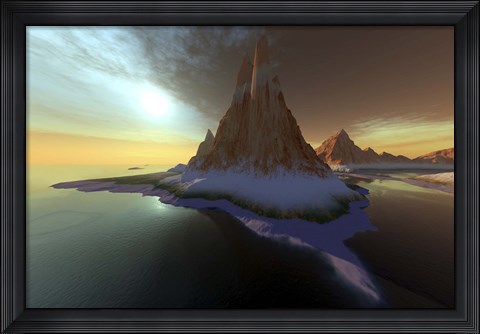 Framed Fantasy seascape with a beautiful sky Print