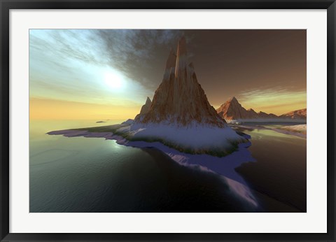 Framed Fantasy seascape with a beautiful sky Print