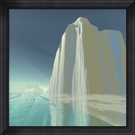 Framed iceberg is frozen in the clear ice of the ocean Print