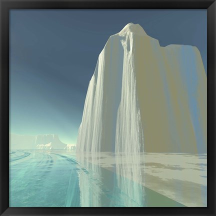 Framed iceberg is frozen in the clear ice of the ocean Print