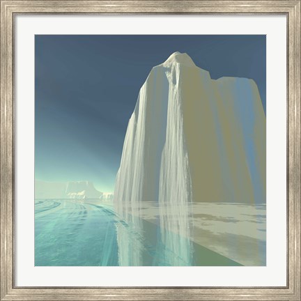 Framed iceberg is frozen in the clear ice of the ocean Print