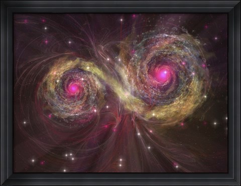 Framed Two large stars dance around each other as one engulfs the other Print