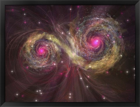 Framed Two large stars dance around each other as one engulfs the other Print