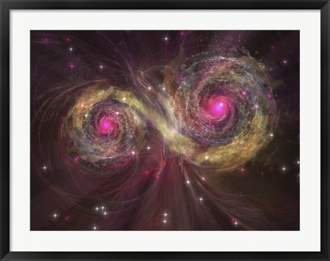 Framed Two large stars dance around each other as one engulfs the other Print