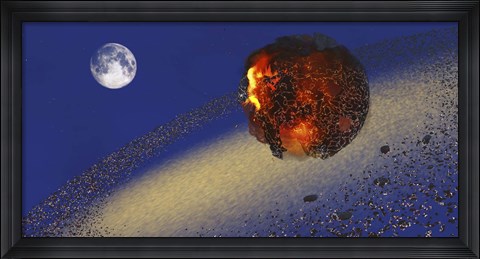 Framed Earth lays in ruins after an asteriod hits the planet Print