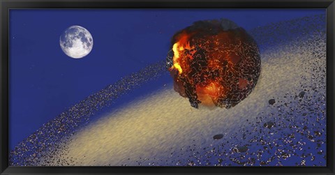 Framed Earth lays in ruins after an asteriod hits the planet Print