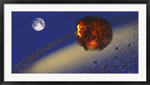 Framed Earth lays in ruins after an asteriod hits the planet Print