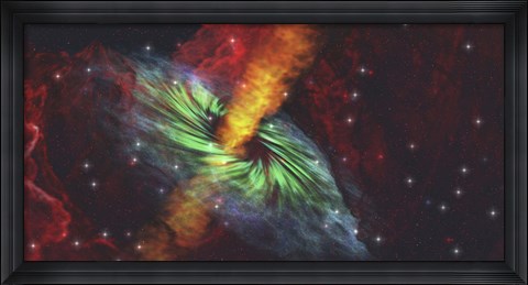 Framed Rays of hot plasma radiate out from this black hole Print