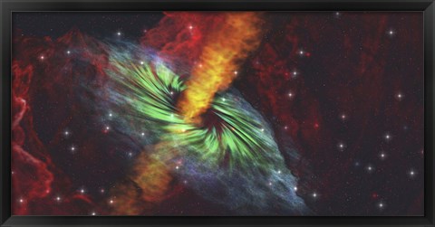 Framed Rays of hot plasma radiate out from this black hole Print