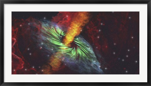 Framed Rays of hot plasma radiate out from this black hole Print