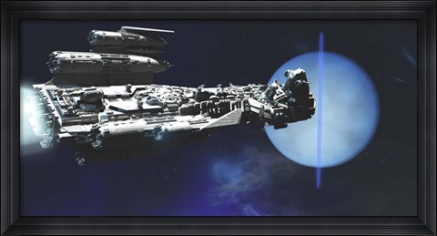 Framed exploratory spaceship from Earth comes to investigate the planet of Neptune Print