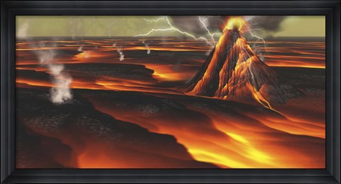Framed Volcanic eruption on an alien planet Print