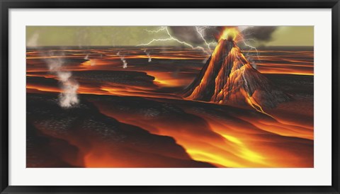 Framed Volcanic eruption on an alien planet Print