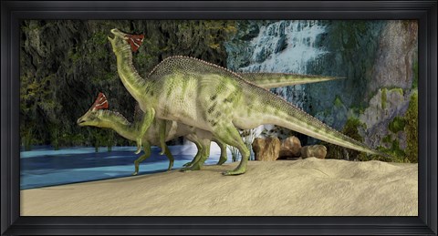 Framed Olorotitan, a duckbilled dinosaur from the Late Cretaceous Print