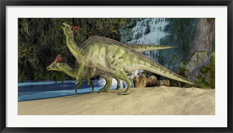 Framed Olorotitan, a duckbilled dinosaur from the Late Cretaceous Print