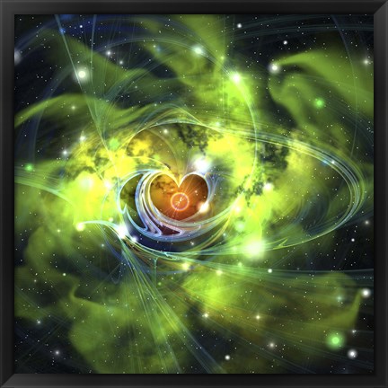 Framed unusual nebula in the cosmos has a heart at its center Print