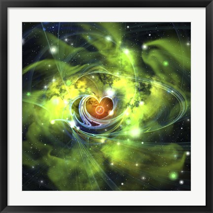 Framed unusual nebula in the cosmos has a heart at its center Print