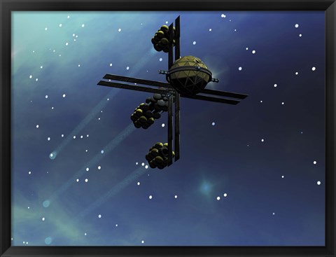 Framed starship from Earth with ion drive propulsion explores the cosmos Print