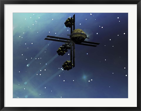 Framed starship from Earth with ion drive propulsion explores the cosmos Print