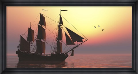 Framed Medusa was a 40-gun frigate of the French Navy Print